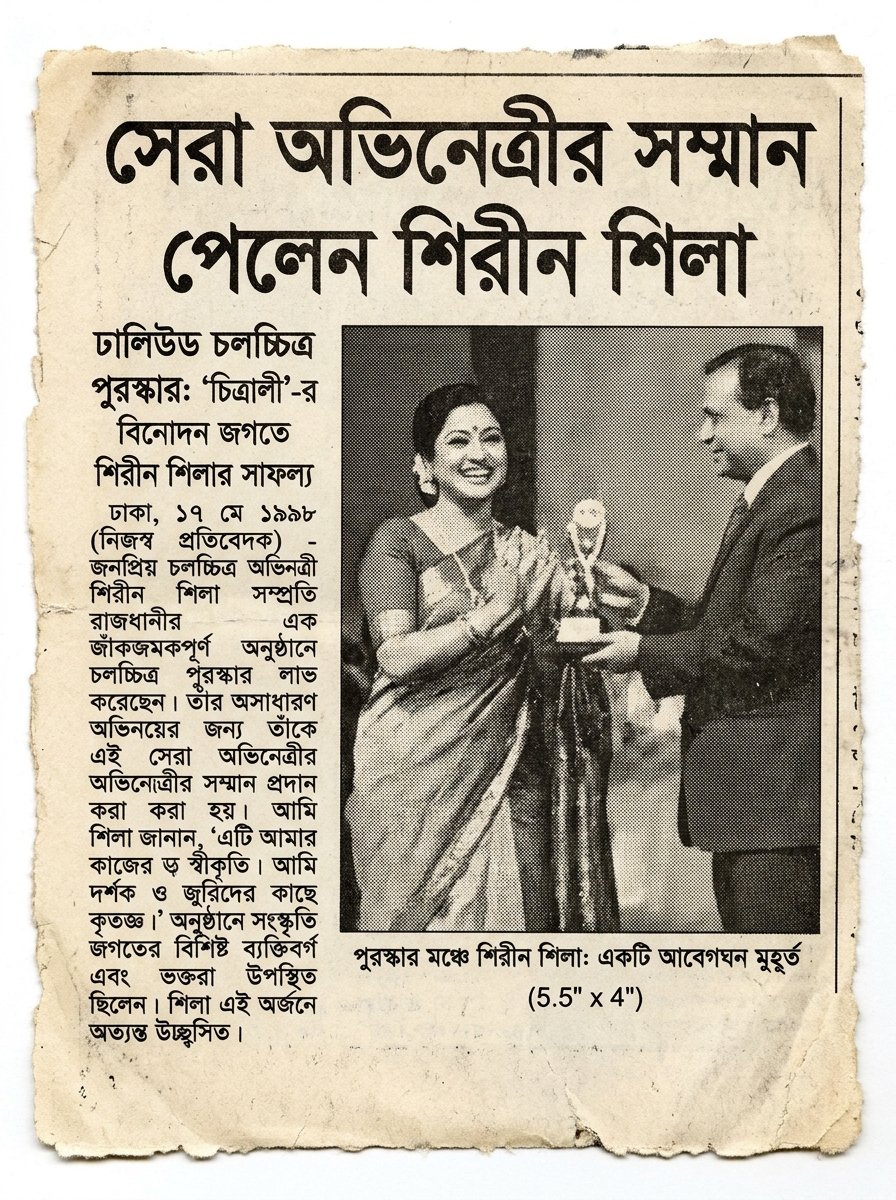 সেরা অভিনেত্রীর সম্মান পেলেন শিরীন শিলা